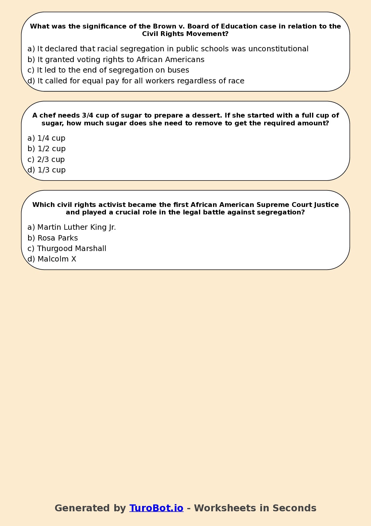 Year 11 History Multiple Choice Worksheet – Civil Rights Movements