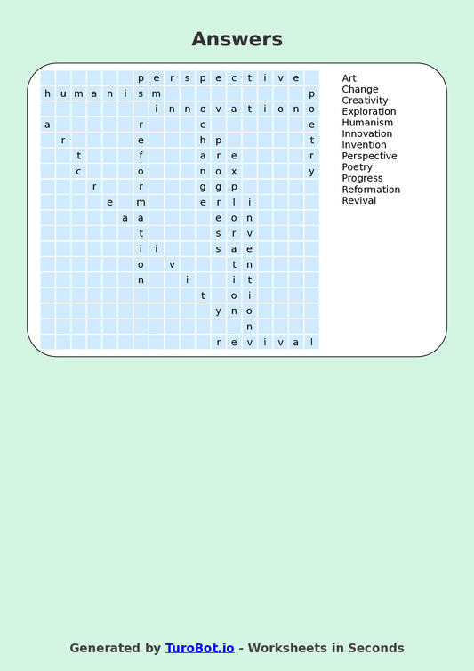 History - Year 7 - Find a Word - The Renaissance – Free Find a Word Worksheet
