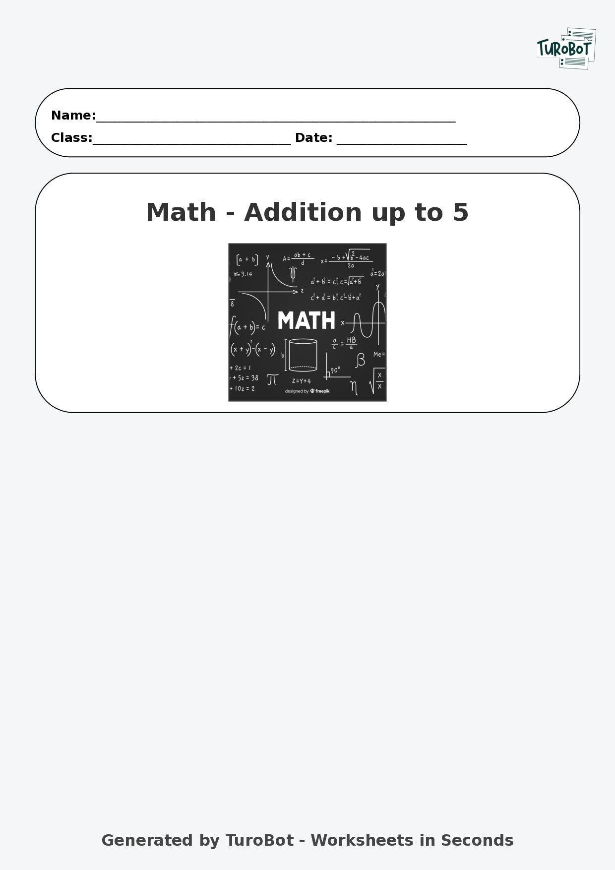 Math - Addition up to 5 - Foundational