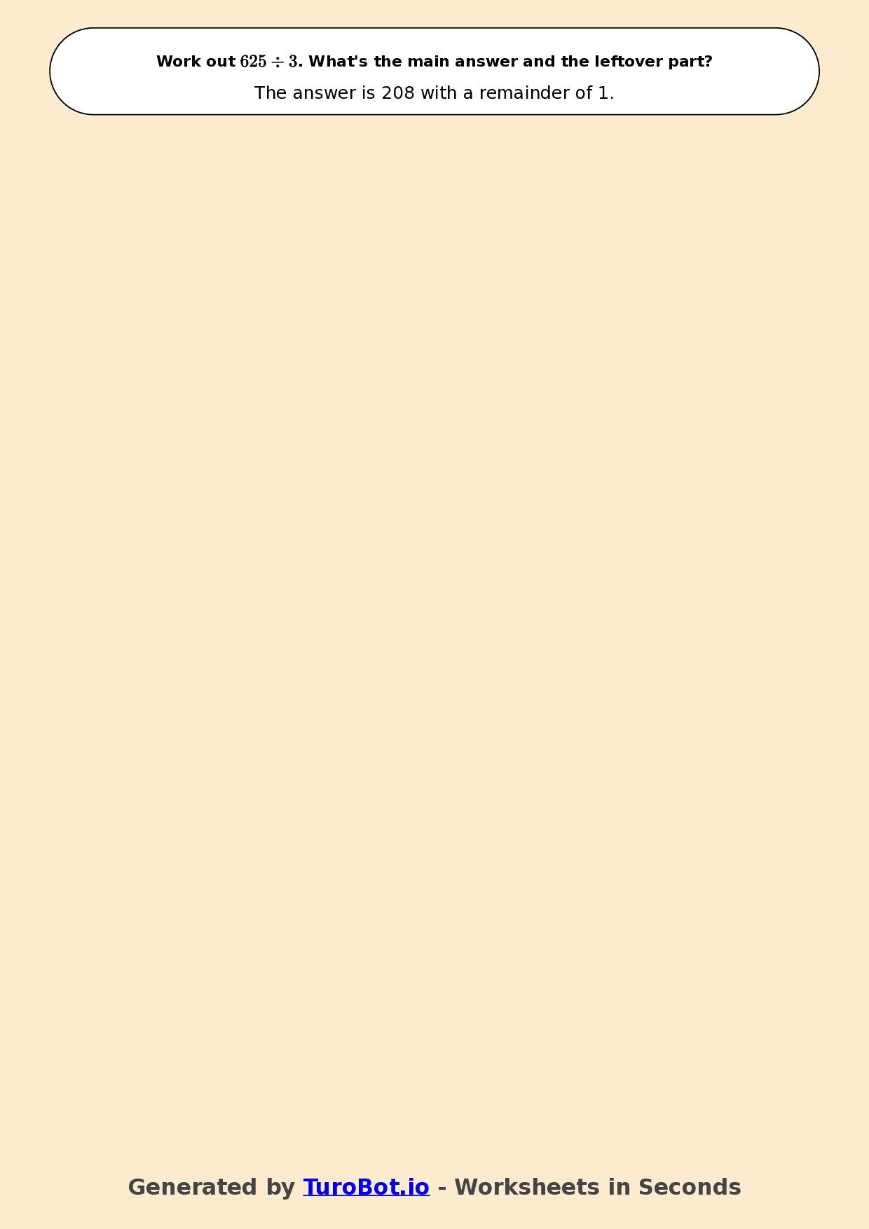 Math - Division - Year 3 - Challenge Long Division with Remainders