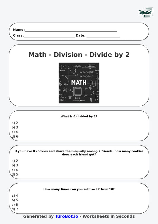 Math - Division - Year 3 - Divide by 2