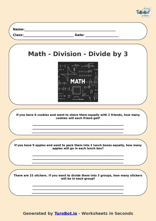 Math - Division - Year 3 - Divide by 3