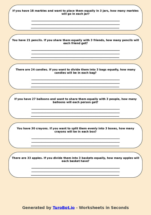 Math - Division - Year 3 - Divide by 3