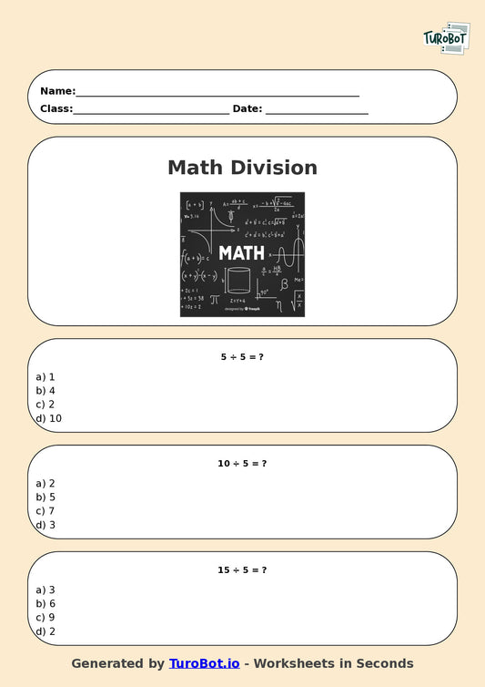 Math - Division - Year 3 - Divide by 5