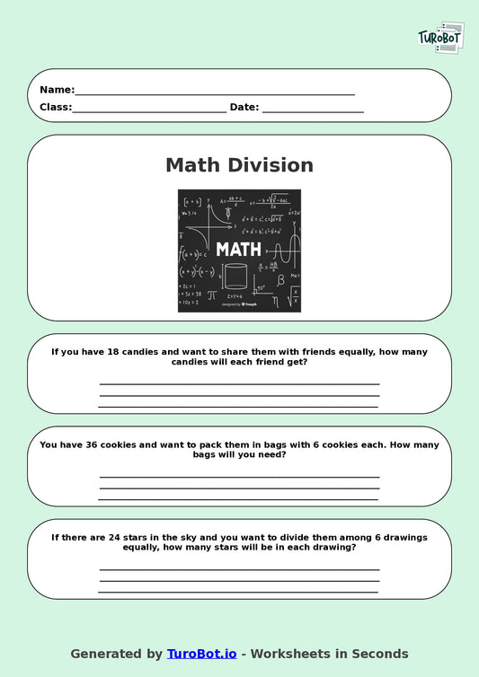 Math - Division - Year 3 - Divide by 6