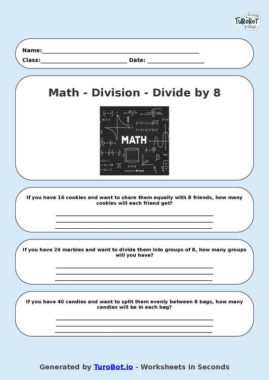 Math - Division - Year 3 - Divide by 8