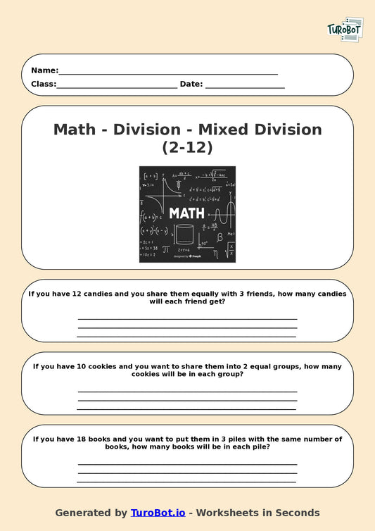 Math - Division - Year 3 - Mixed Division (2-12)
