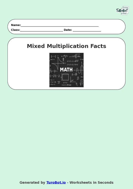 Math - Multiplication - Year 3 - Challenge Mixed Multiplication Facts