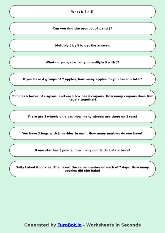 Math - Multiplication - Year 3 - Challenge Mixed Multiplication Facts