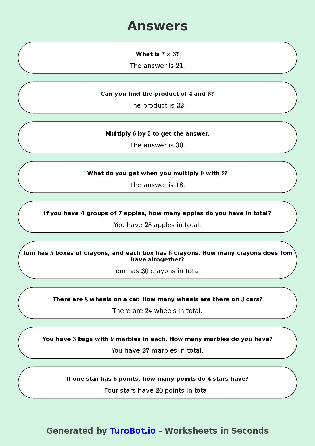 Math - Multiplication - Year 3 - Challenge Mixed Multiplication Facts