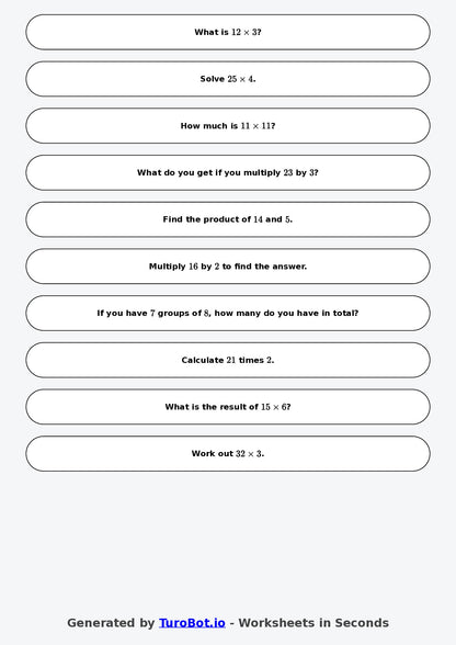 Math - Multiplication - Year 3 - Challenge Multi Digit Multiplication