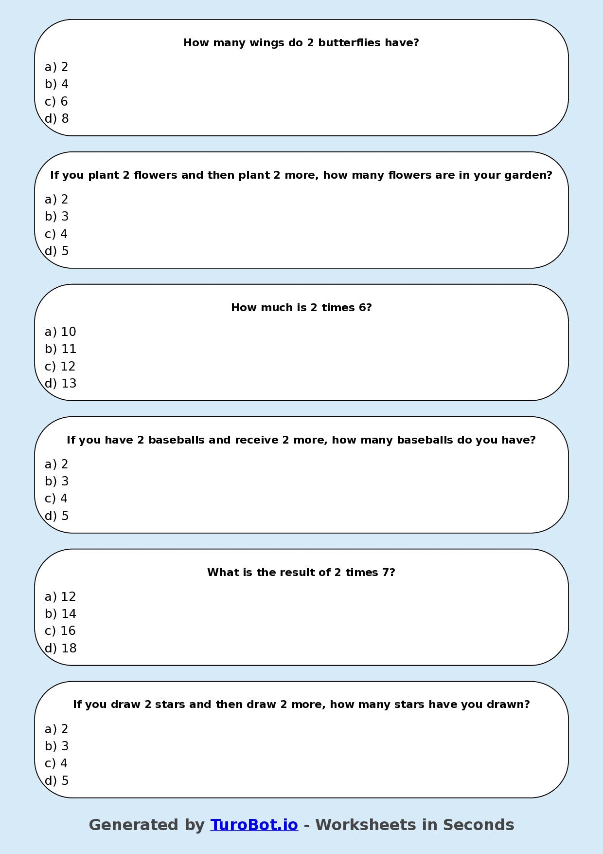 Math - Multiplication - Year 3 - Multiply by 2