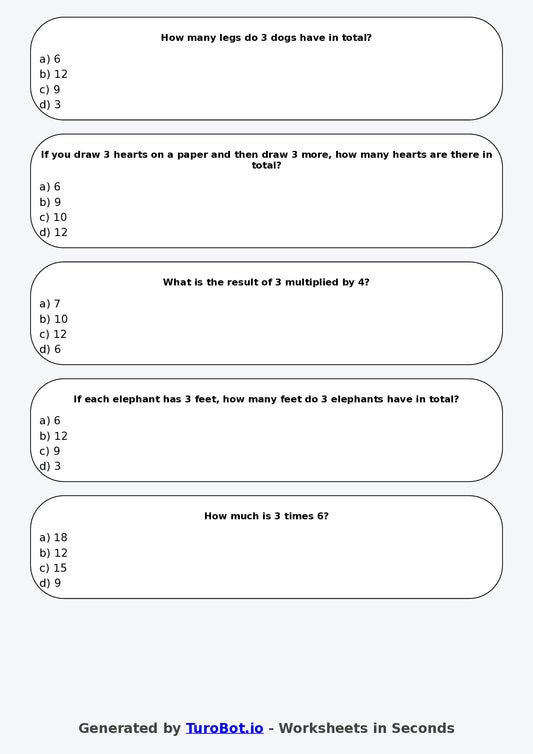 Math - Multiplication - Year 3 - Multiply by 3