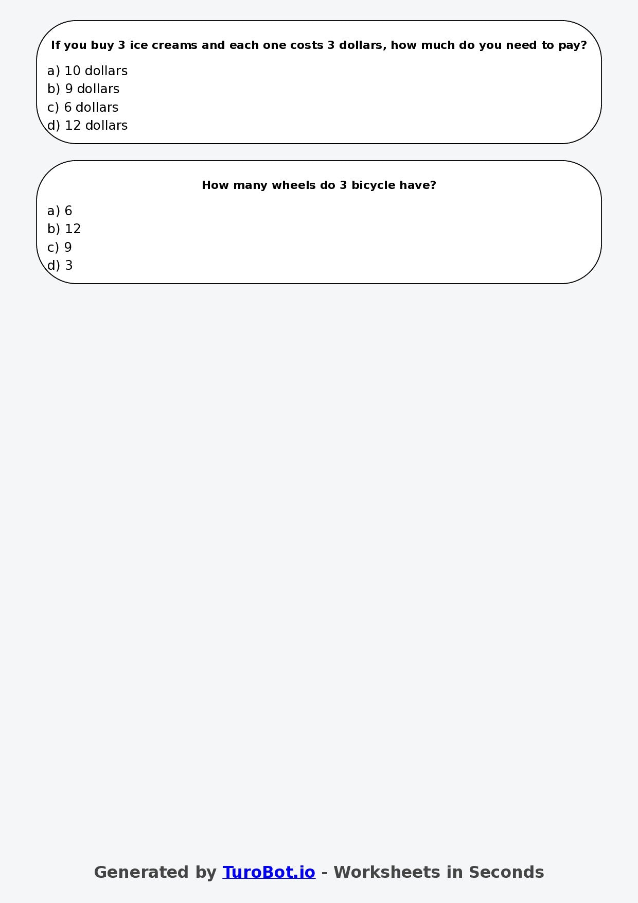 Math - Multiplication - Year 3 - Multiply by 3