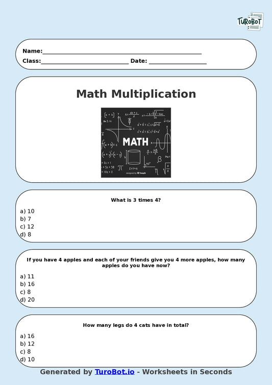 Math - Multiplication - Year 3 - Multiply by 4