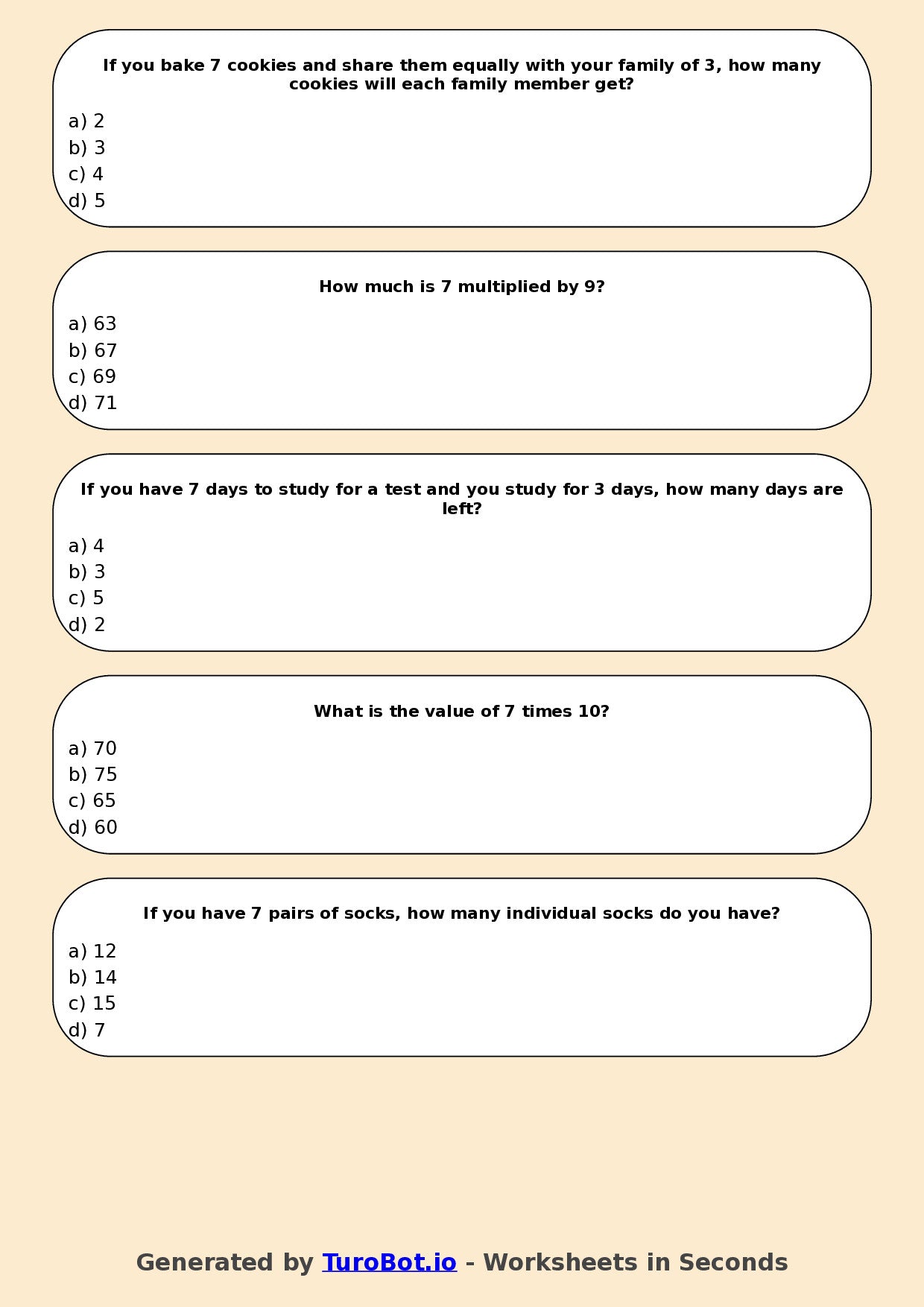 Math - Multiplication - Year 3 - Multiply by 7