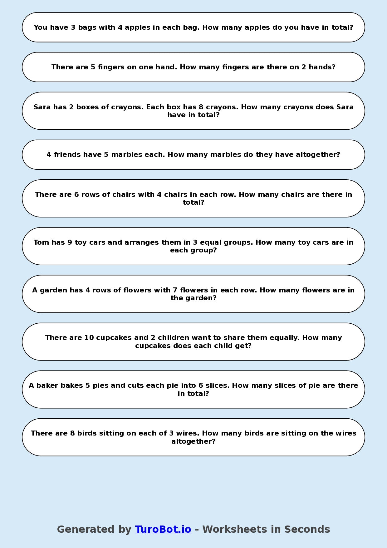 Math - Multiplication - Year 3 - Word Problems Arrays and Groups
