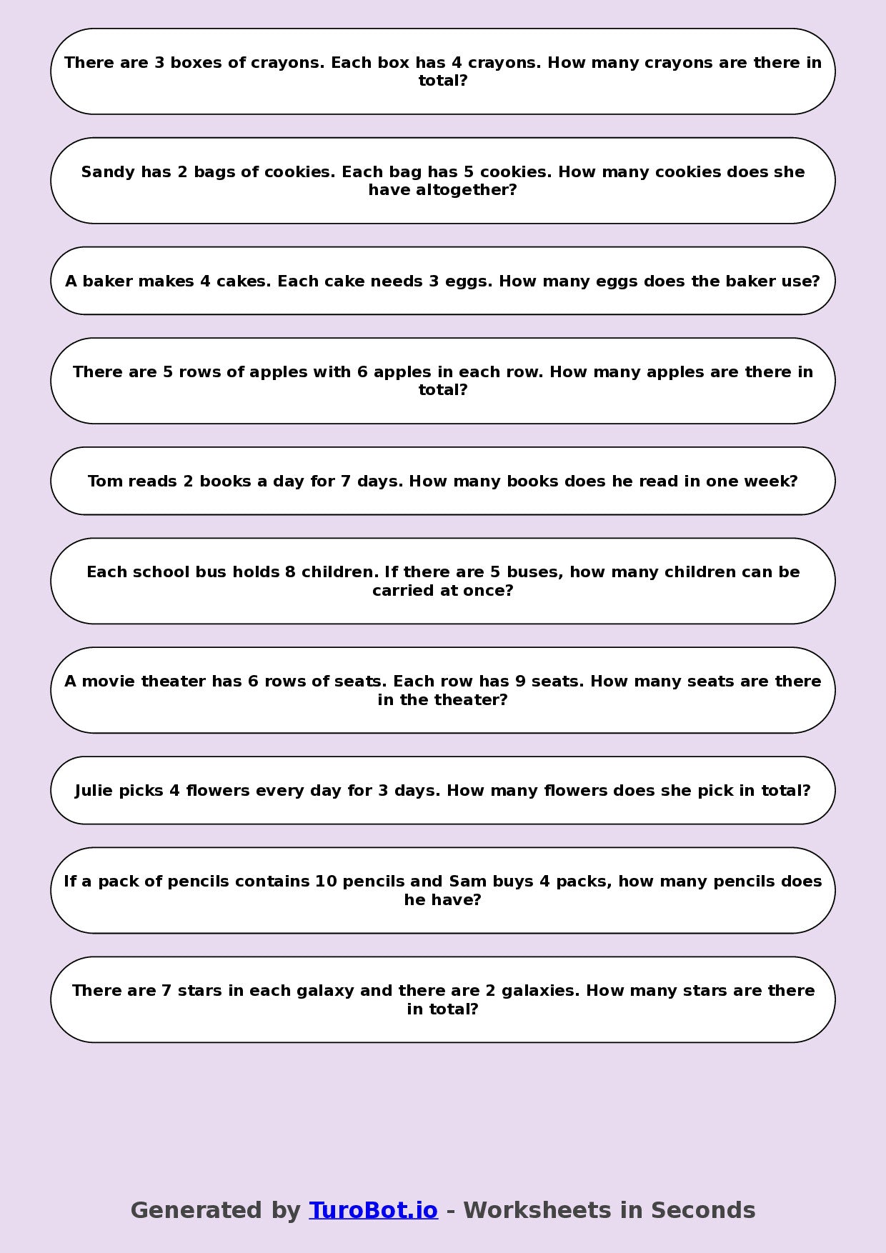 Math - Multiplication - Year 3 - Word Problems Multi Step Situations