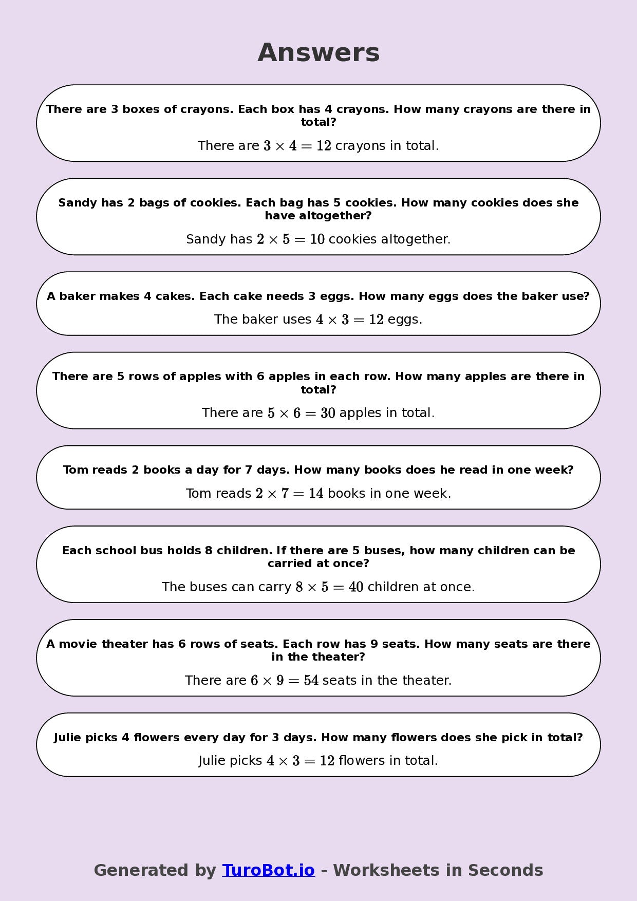 Math - Multiplication - Year 3 - Word Problems Multi Step Situations