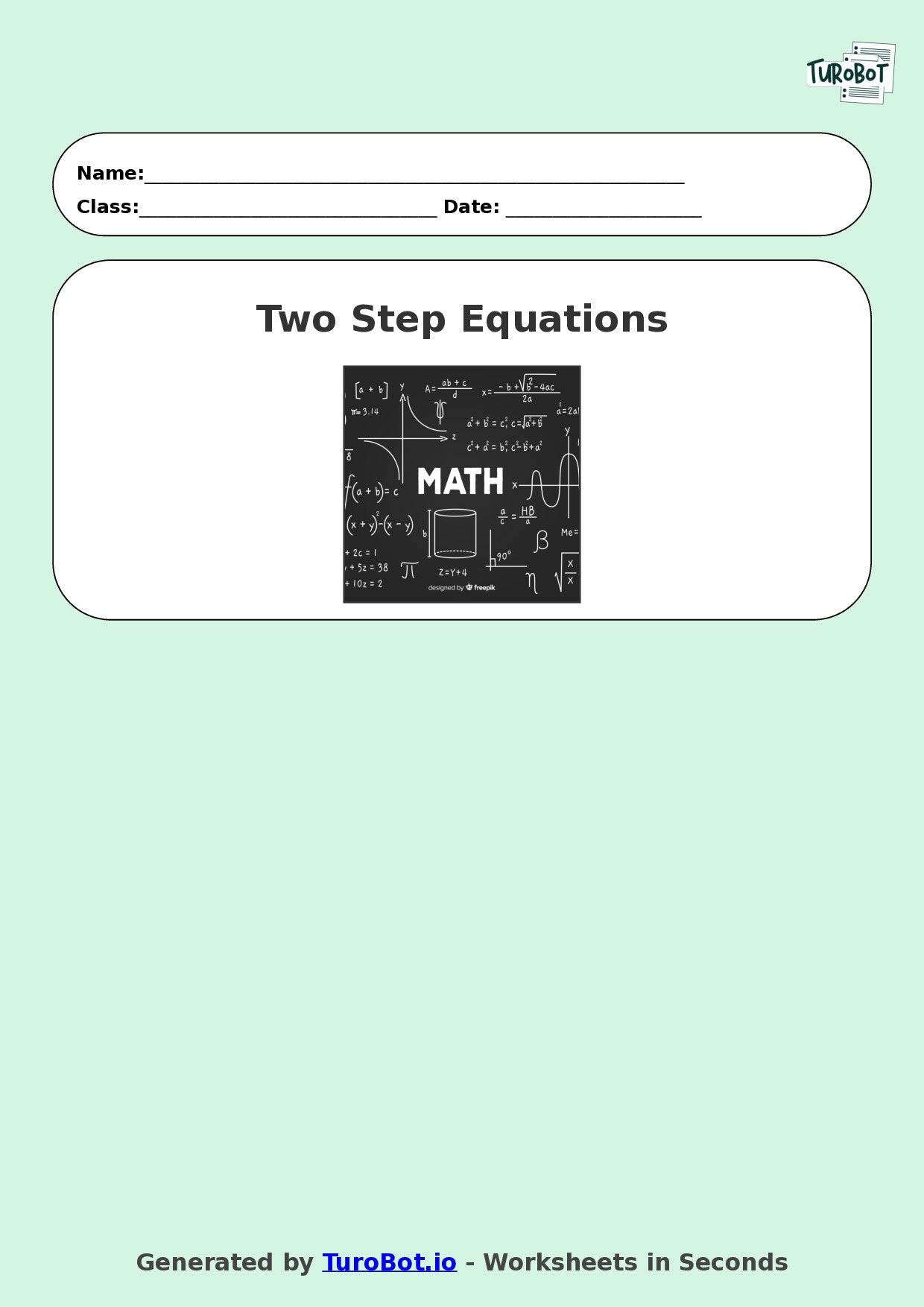 Math - Two Step Equations Exercise 2 - Year 7 - Exercise 2