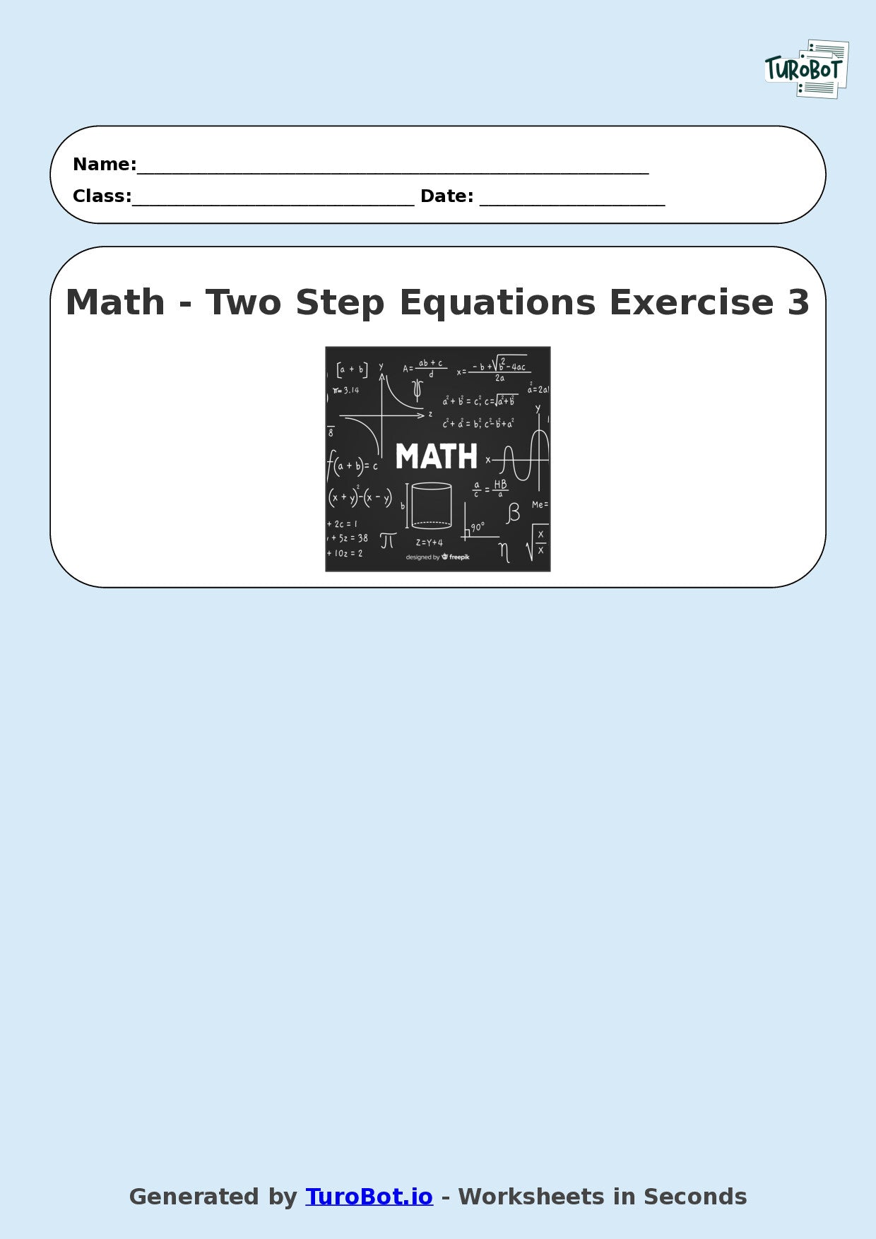 Math - Two Step Equations Exercise 3 - Year 7 - Exercise 3