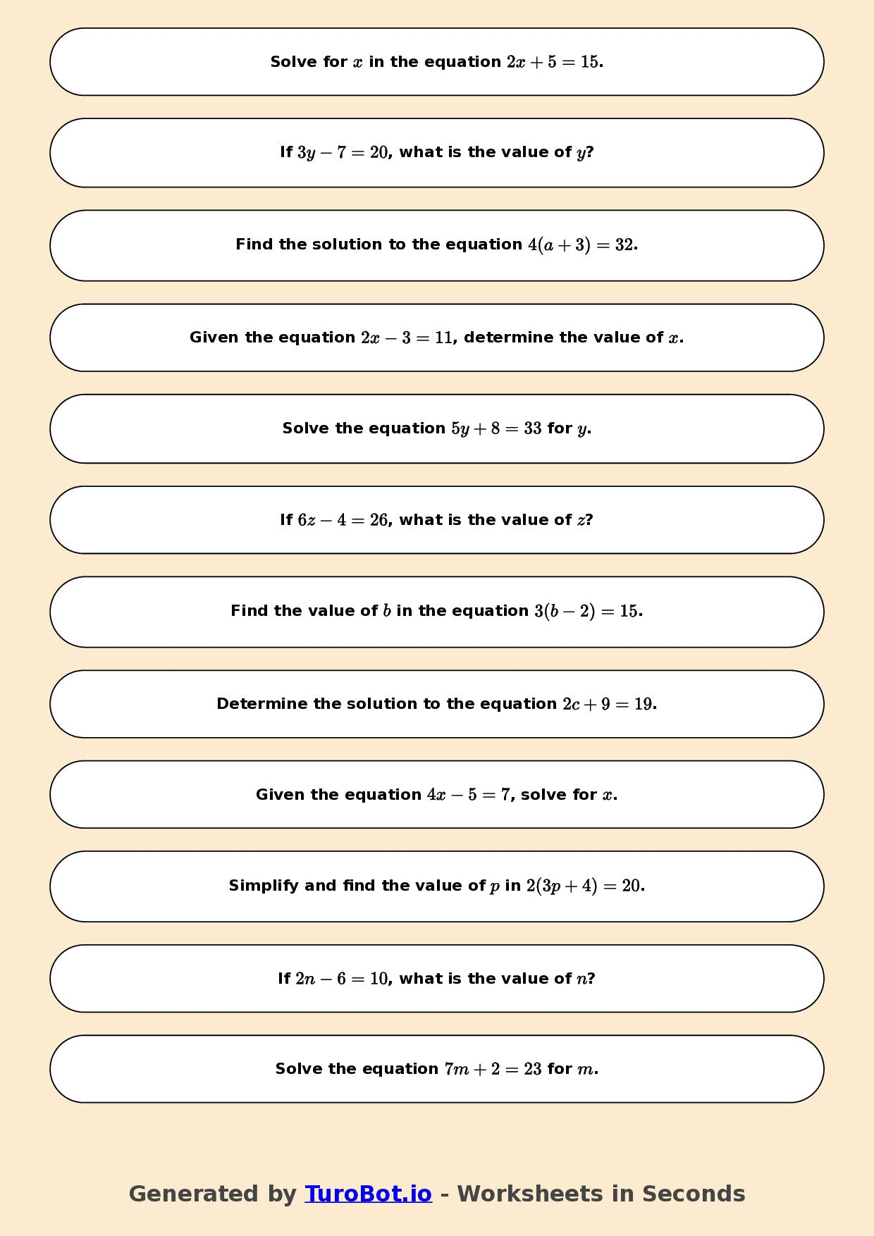 Math - Two Step Equations Exercise 9 - Year 7 - Exercise 9
