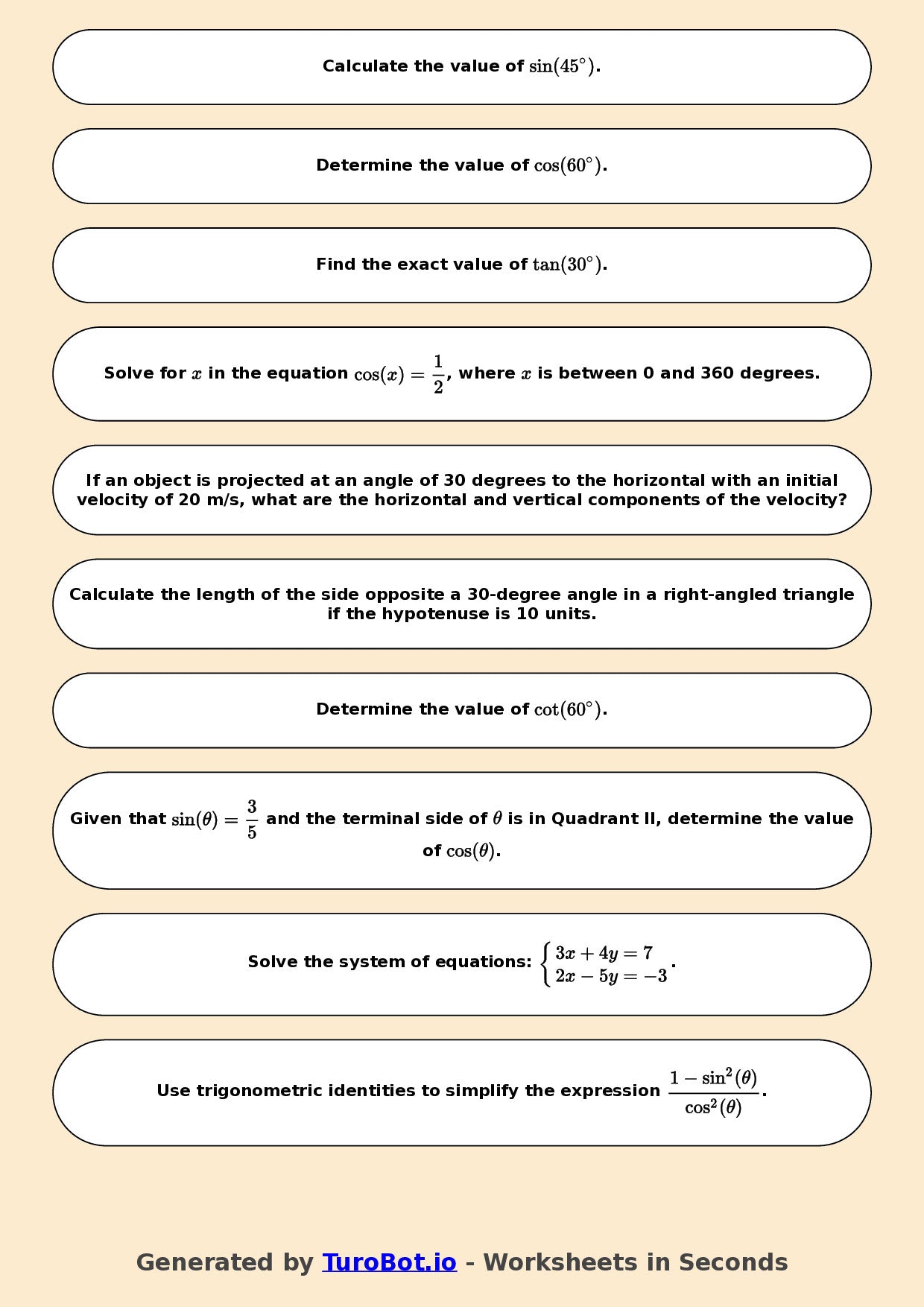 Math - Year 11 - Trigonometry