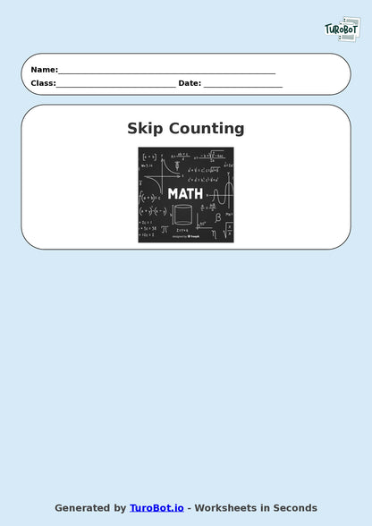 Math - Skip Counting by 2s, 5s, and 10s - Year 3 - Skip Counting Practice 1