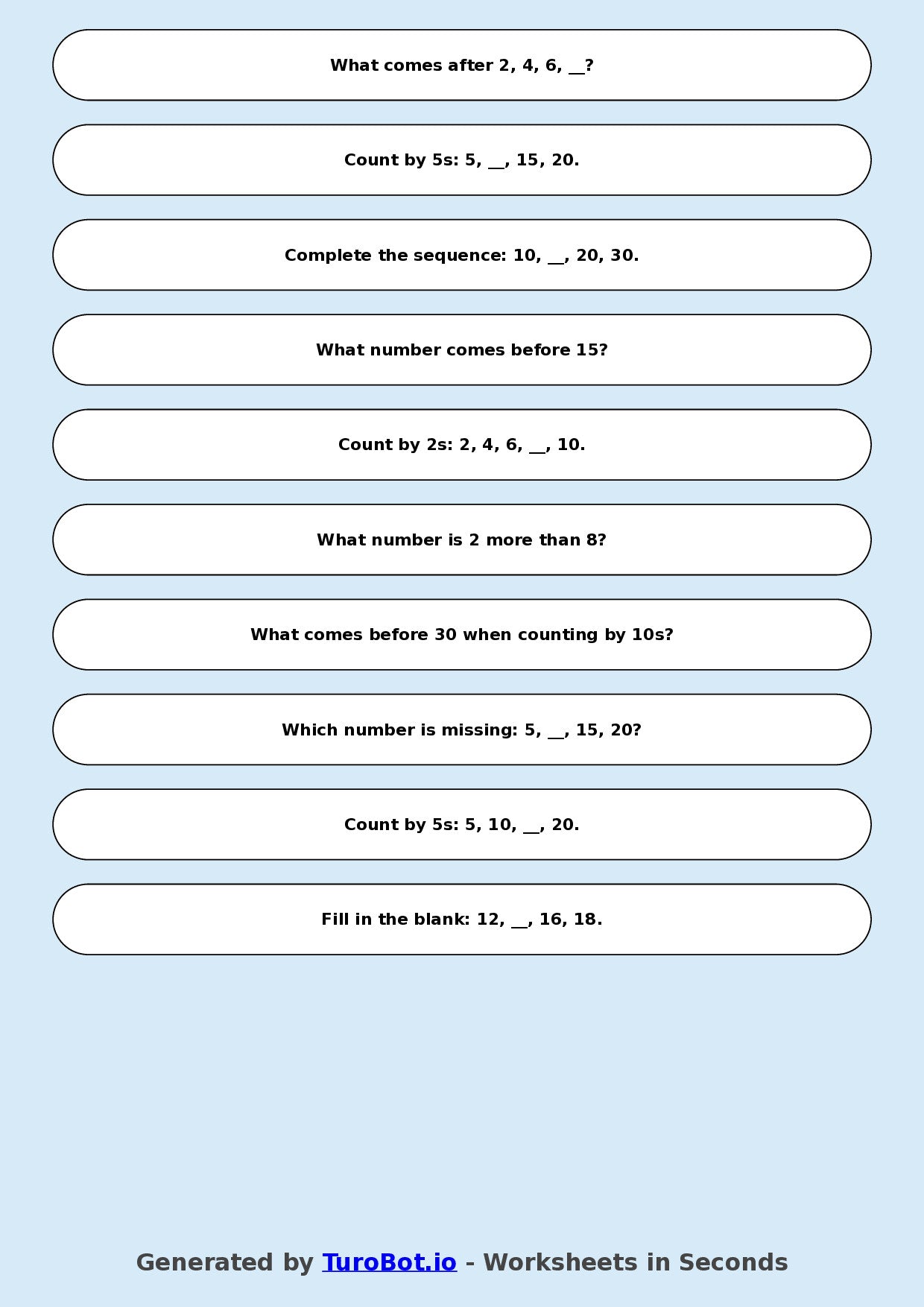 Math - Year 2 - Skip Counting by 2s, 5s, 10s