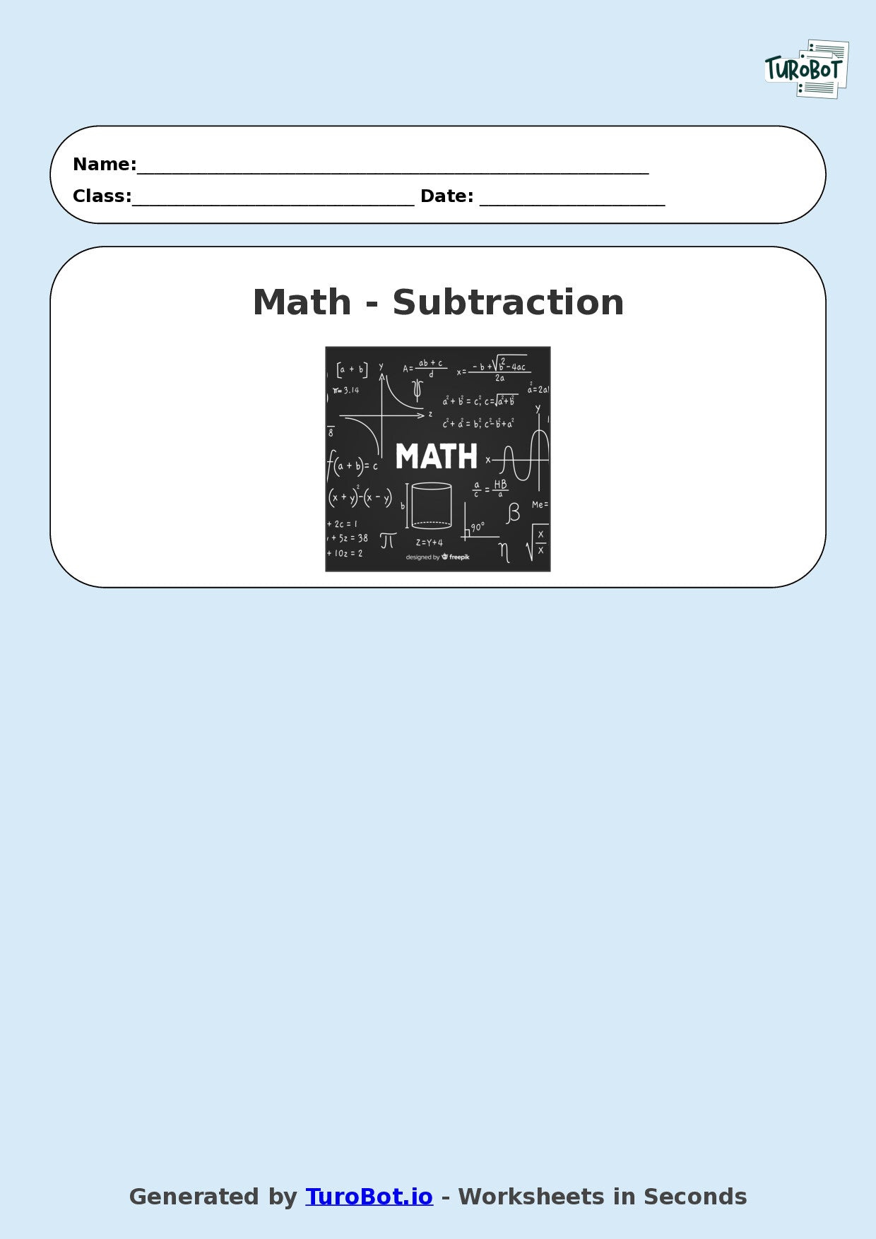 Math - Year 2 - Subtraction Practice