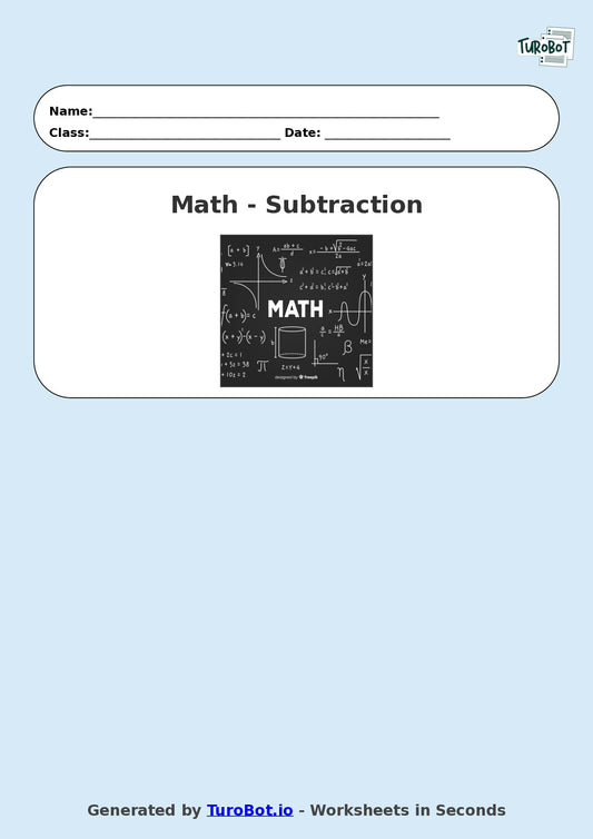 Math - Year 2 - Subtraction Practice