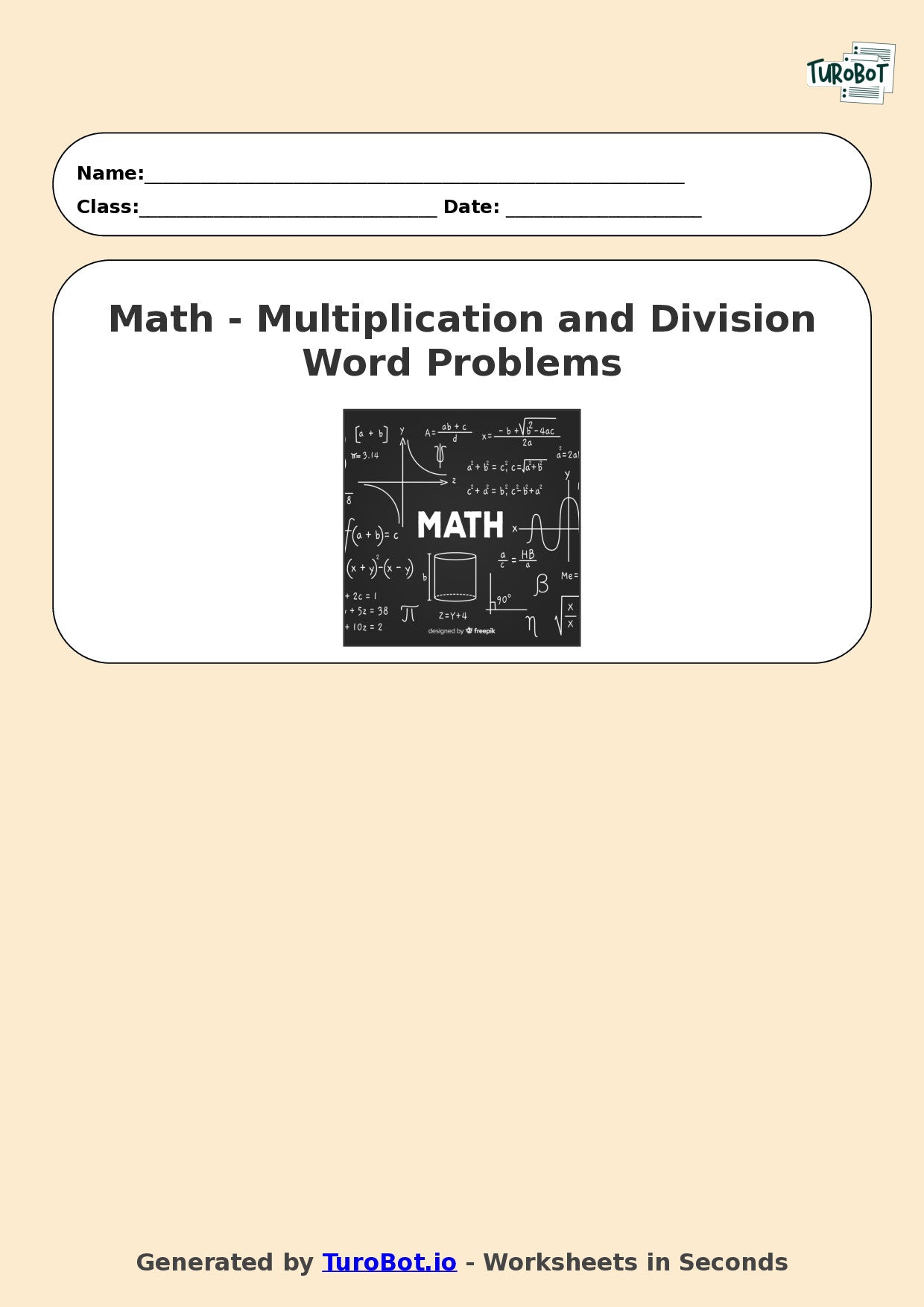 Math - Year 4 - Multiplication and Division Word Problems