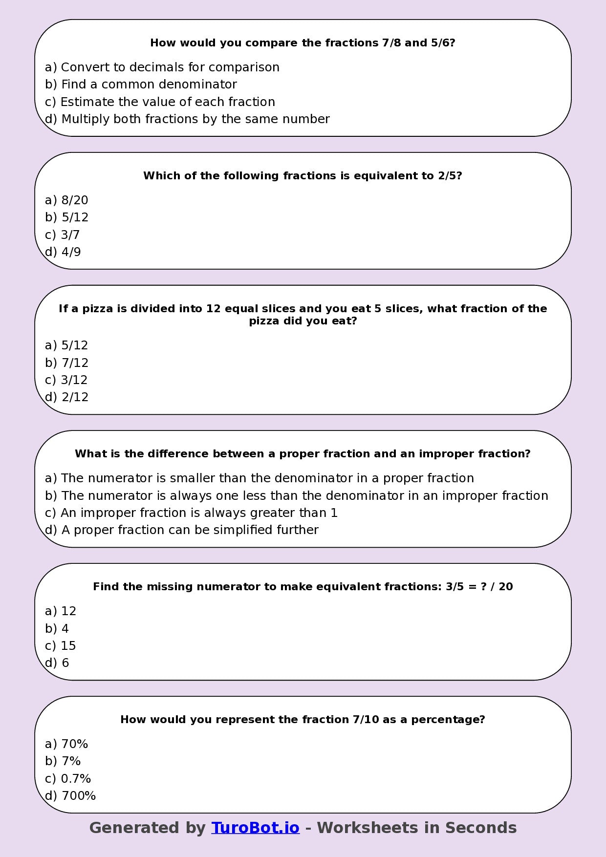 Math - Year 5 - Fractions Advanced