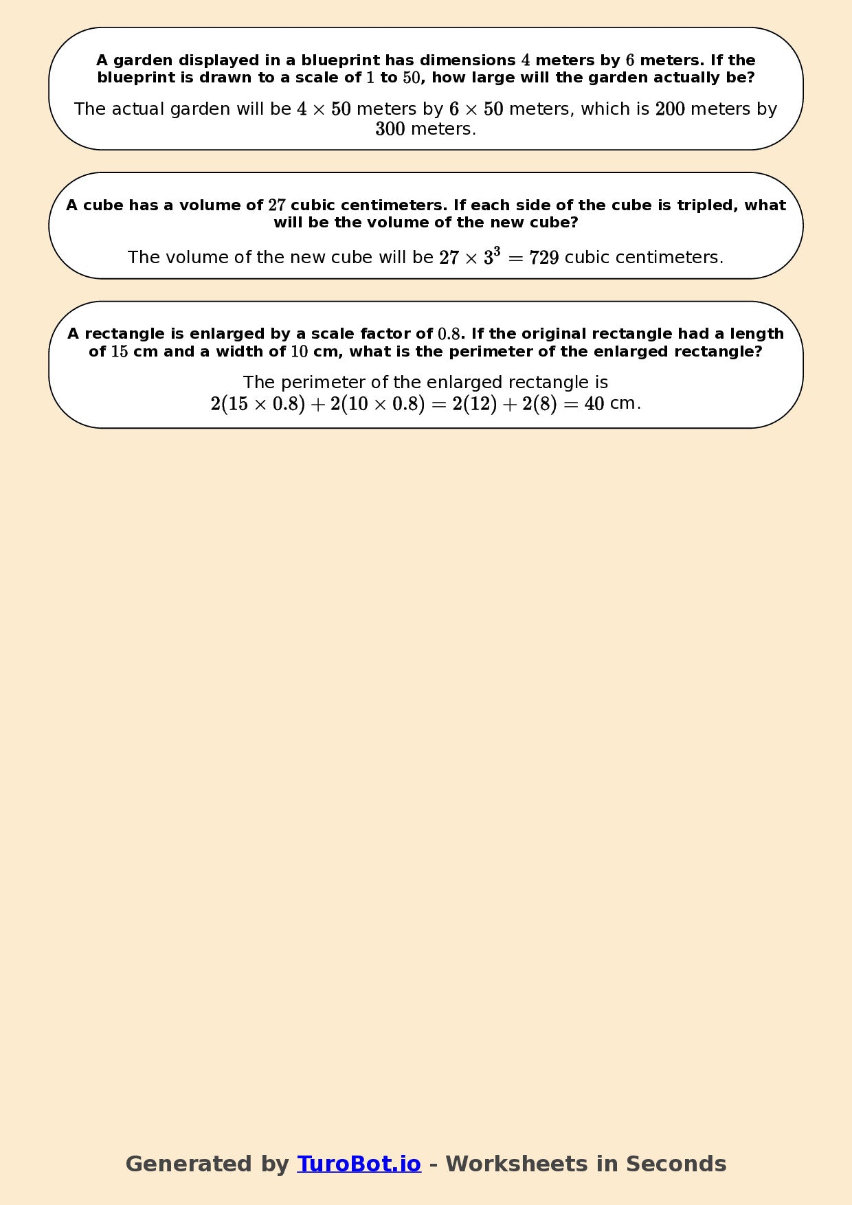 Year 8 Math Multiple Choice Worksheet – Enlargements and Scale Factors