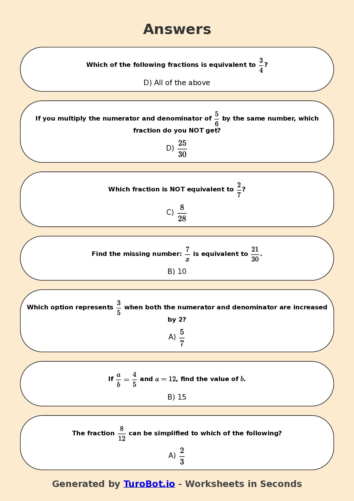 Year 6 Math Worksheet – Equivalent Fractions 2