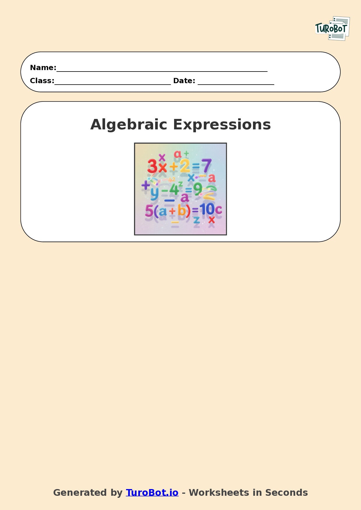 Year 6 Math Worksheet – Evaluating Algebraic Expressions 2