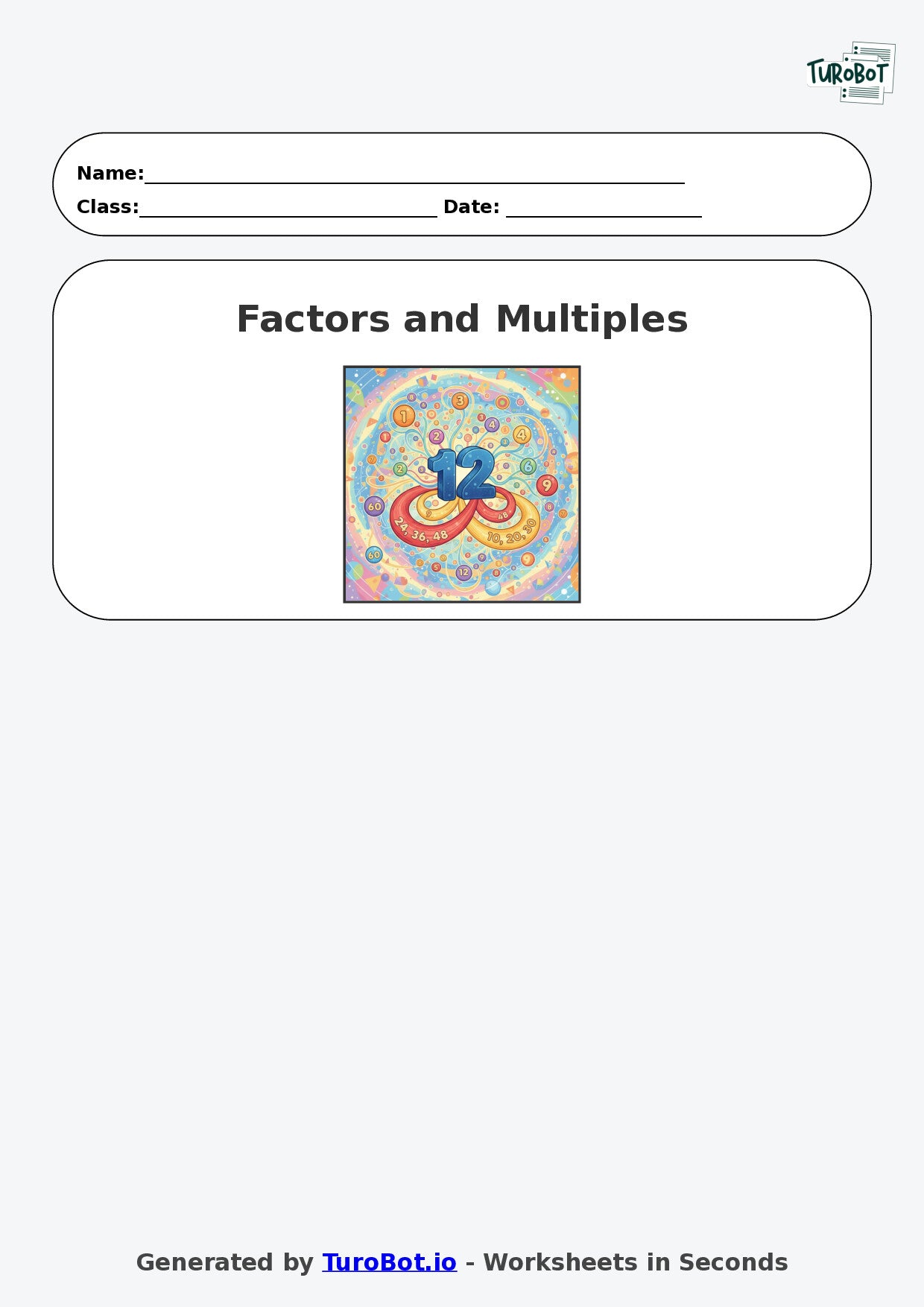 Year 6 Math Worksheet – Factors and Multiples