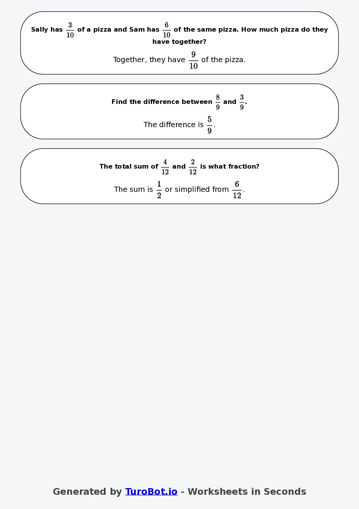 Year 6 Math Worksheet – Fraction Operations - Add and Subtract