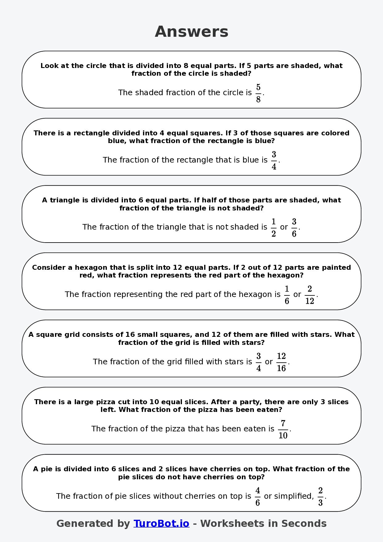 Year 6 Math Worksheet – Fractions of Shapes (Abstract)