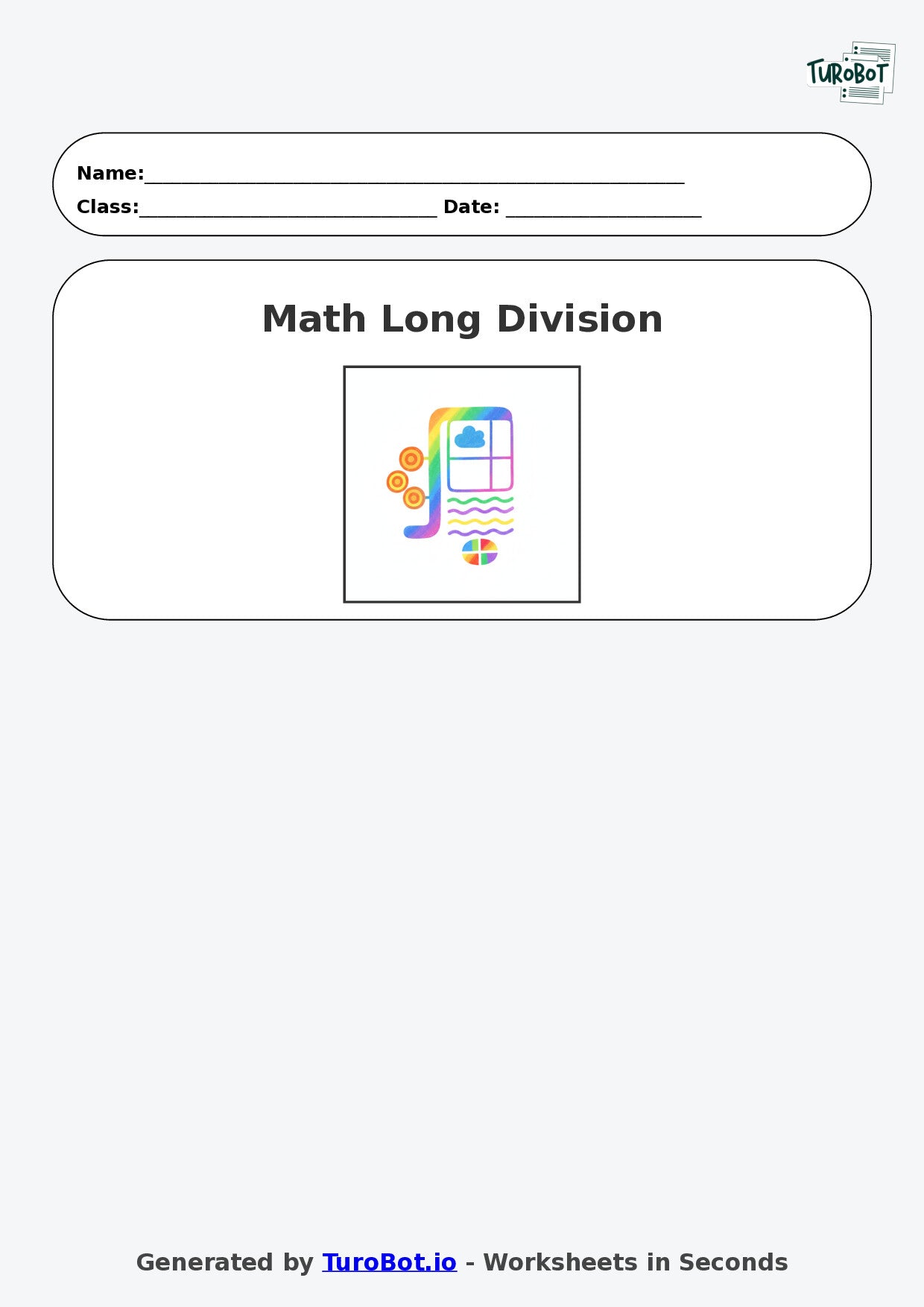Year 6 Math Worksheet – Long Division