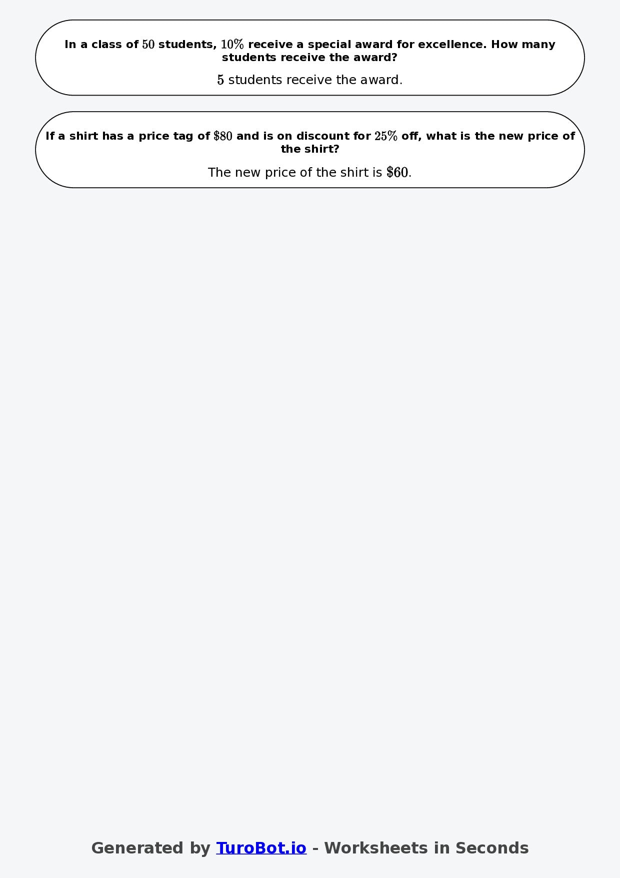 Year 6 Math Worksheet – Percent Word Problems 2