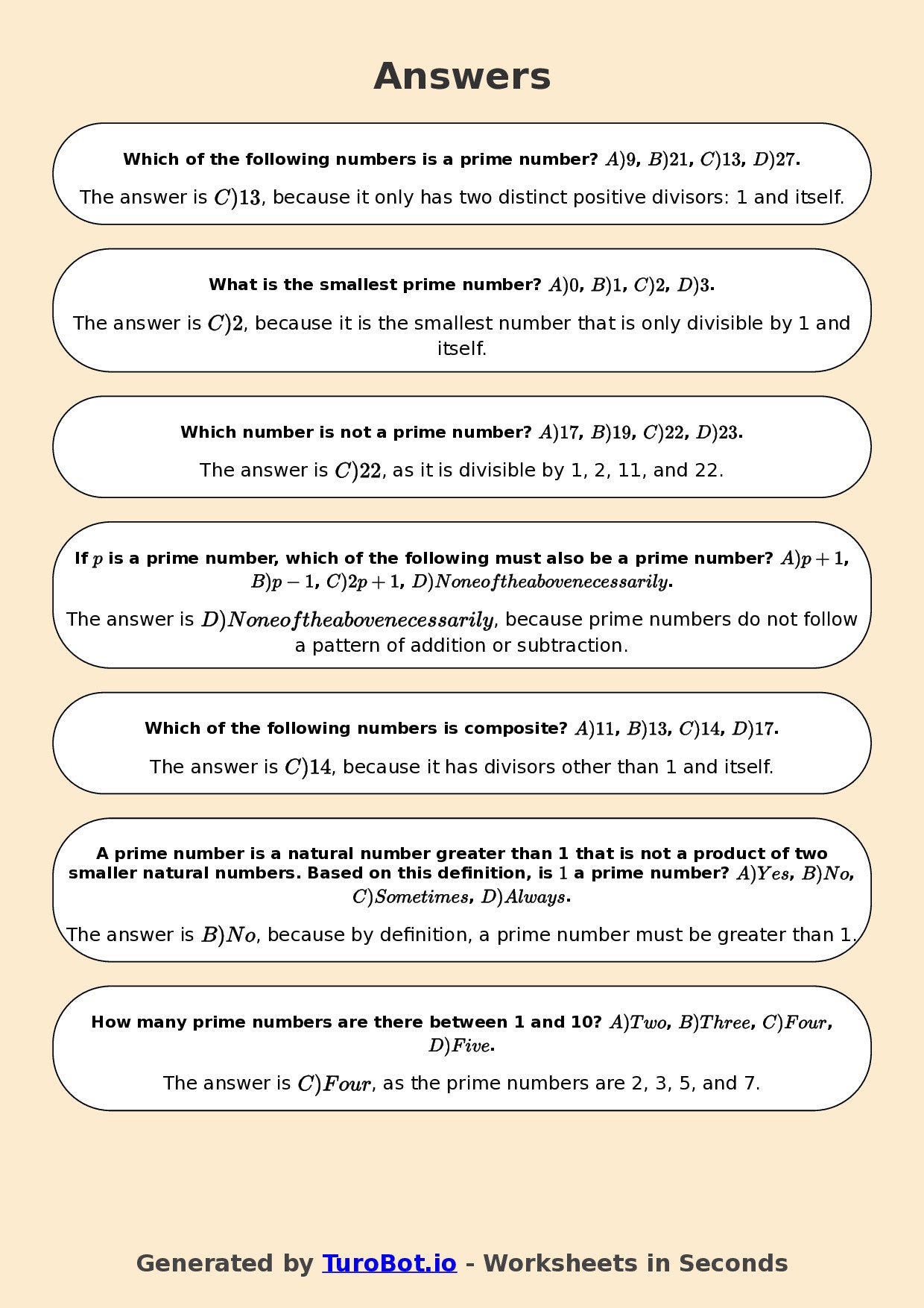 Year 6 Math Worksheet – Prime Numbers 2