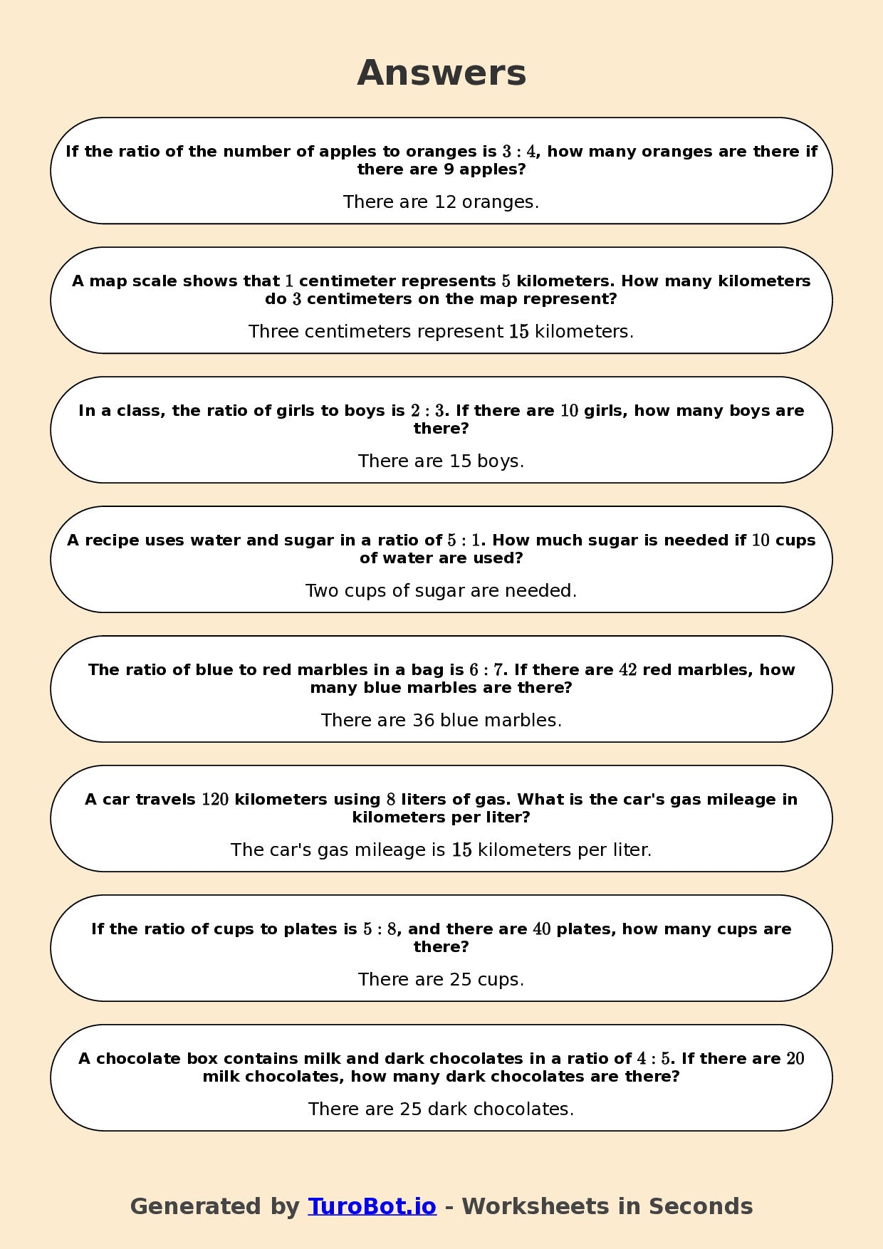 Year 6 Math Worksheet – Ratio Basics