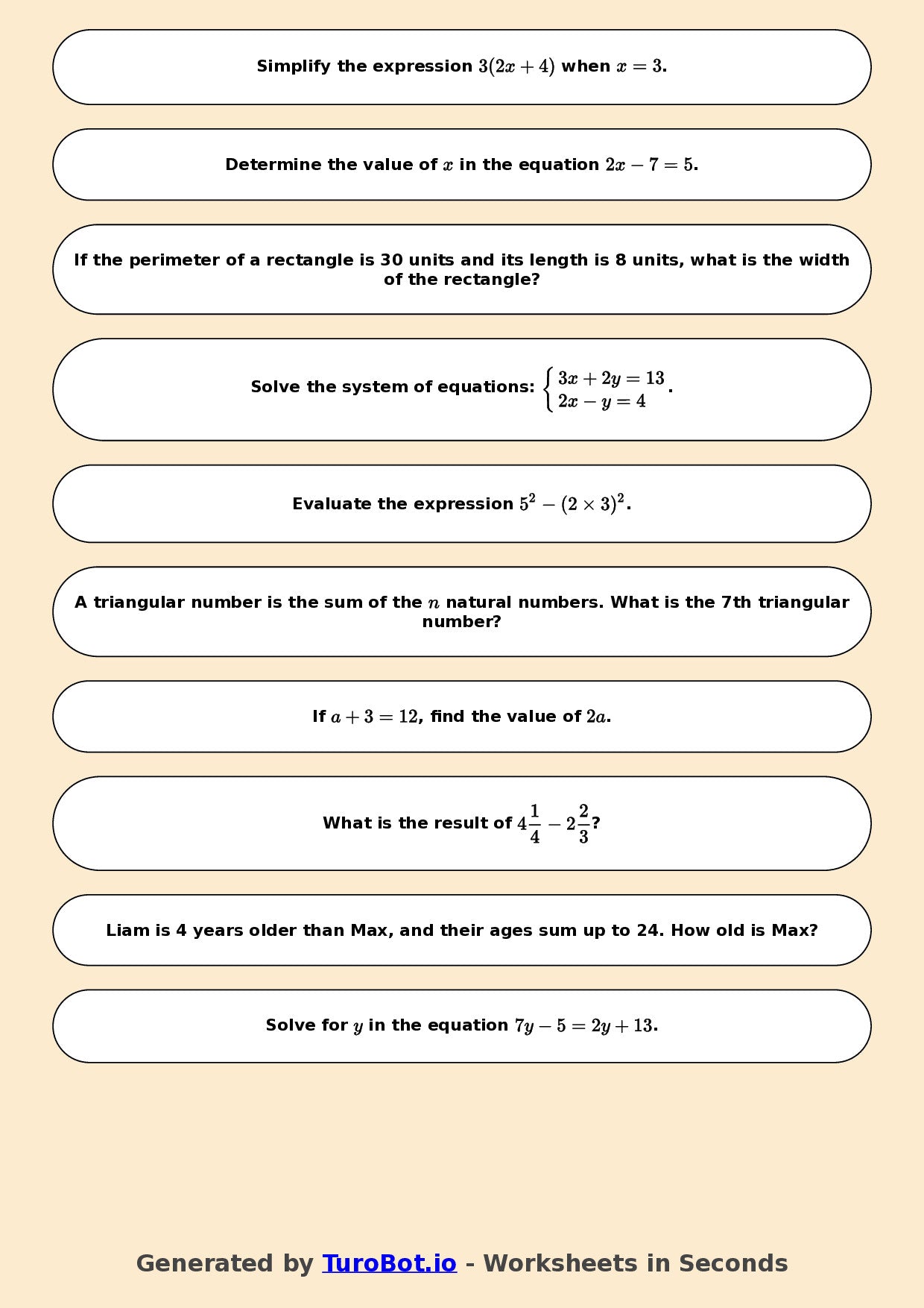 Math - Year 6 - Pre-algebra