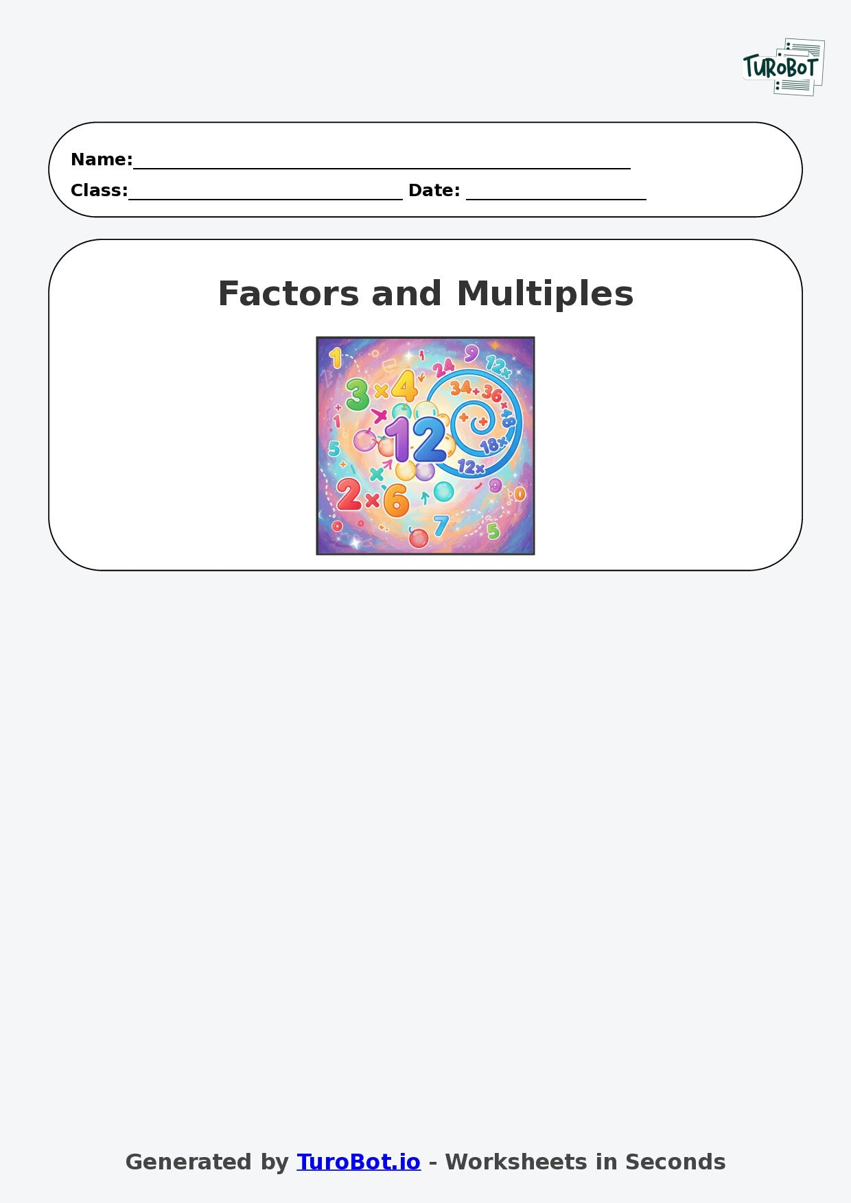Year 7 Math Multiple Choice Worksheet – Factors and Multiples 2