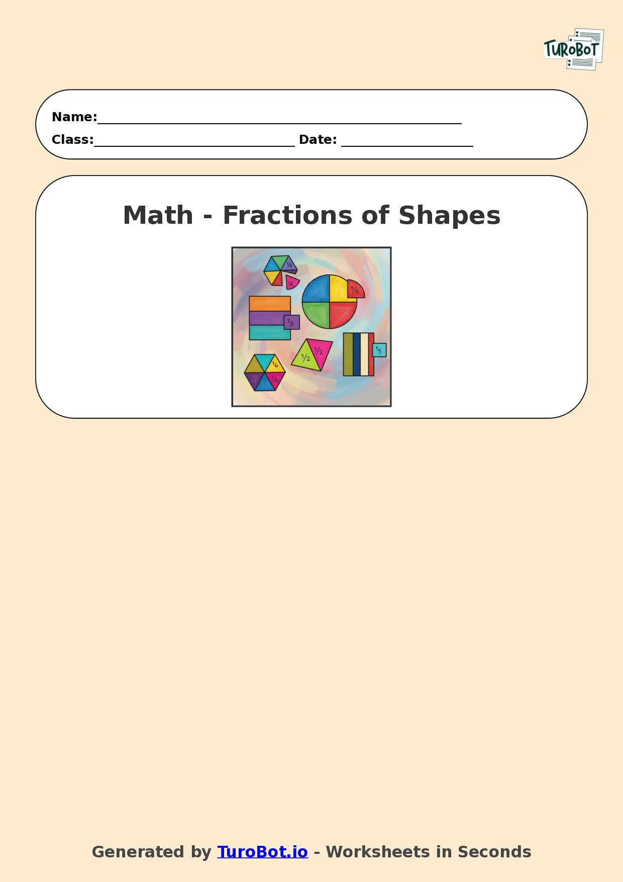 Year 7 Math Worksheet – Fractions of Shapes (Abstract) 2