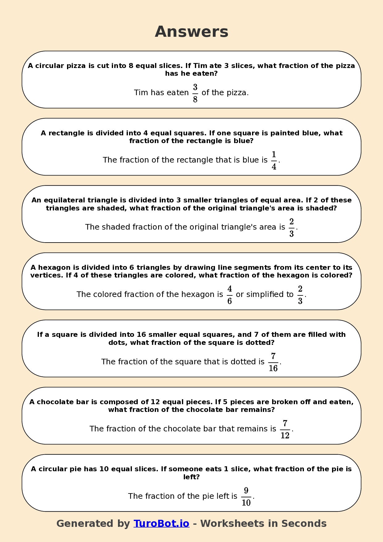 Year 7 Math Worksheet – Fractions of Shapes (Abstract) 2