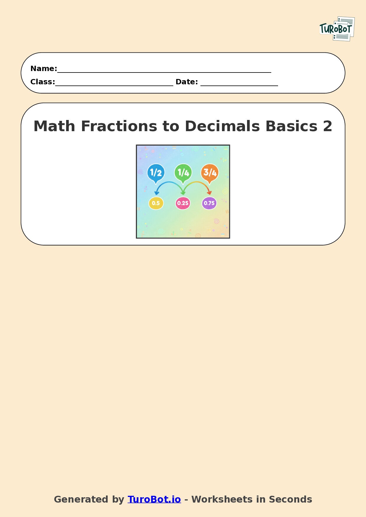 Year 7 Math Worksheet – Fractions to Decimals Basics 2