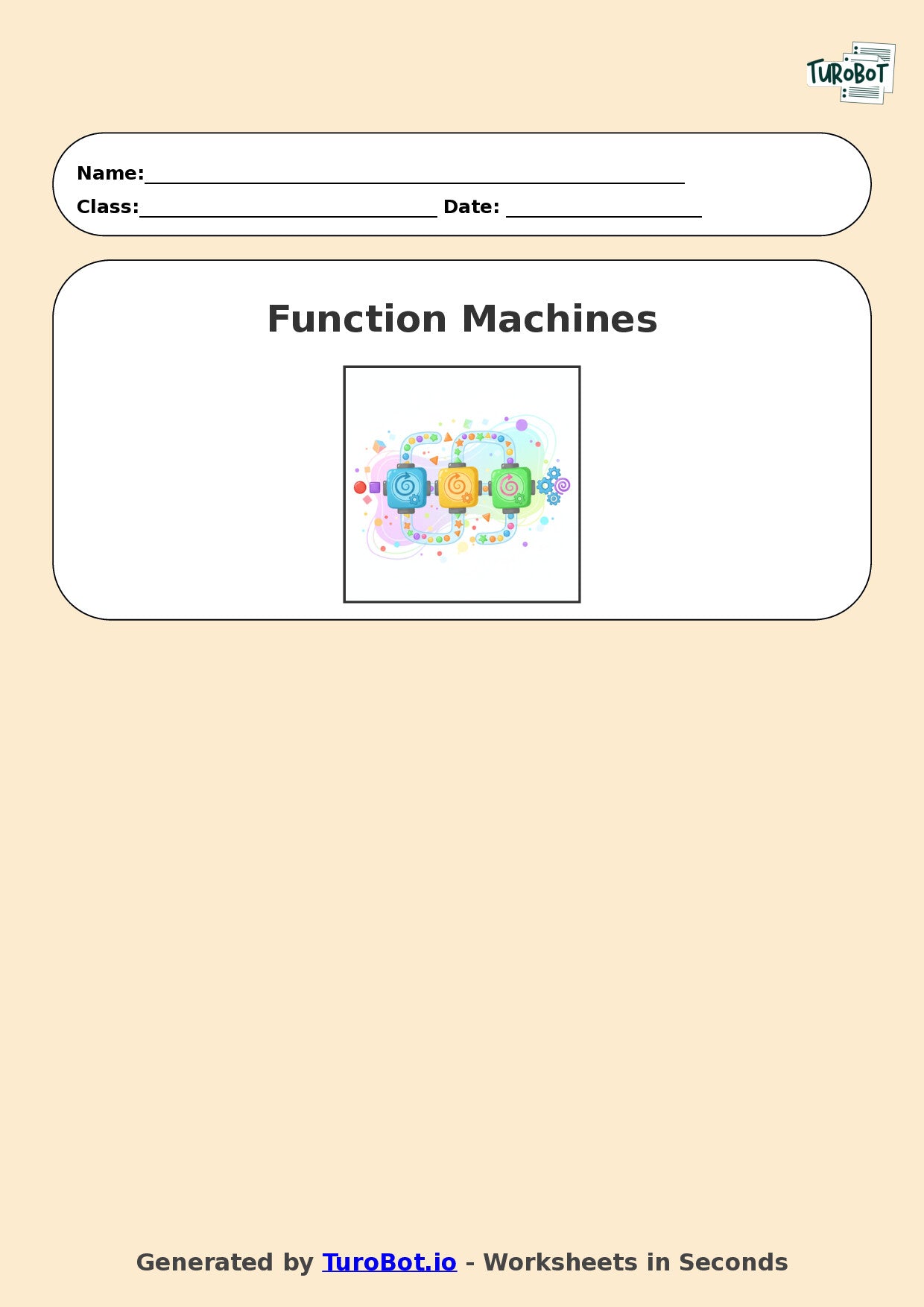 Year 7 Math Worksheet – Function Machines