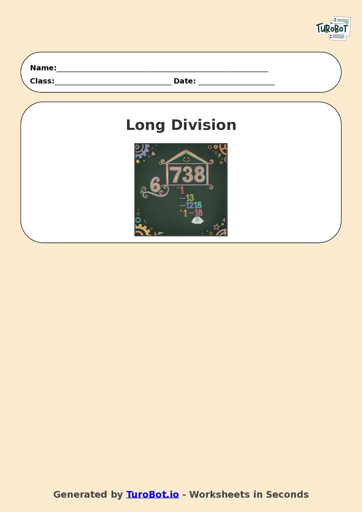 Year 7 Math Worksheet – Long Division 2